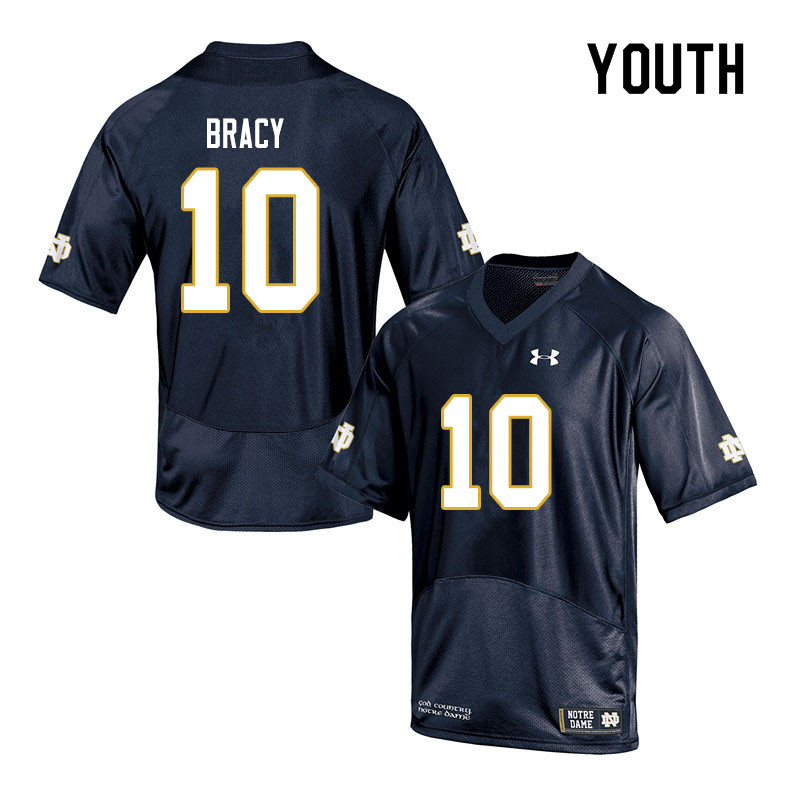 Youth NCAA Notre Dame Fighting Irish #10 TaRiq Bracy Stitched College Under Armour Authentic Navy Football Jersey TJ10X42YS